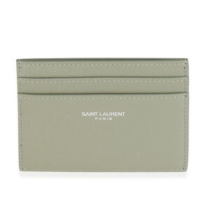 Saint Laurent Light Khaki Grain De Poudre Credit Card Case